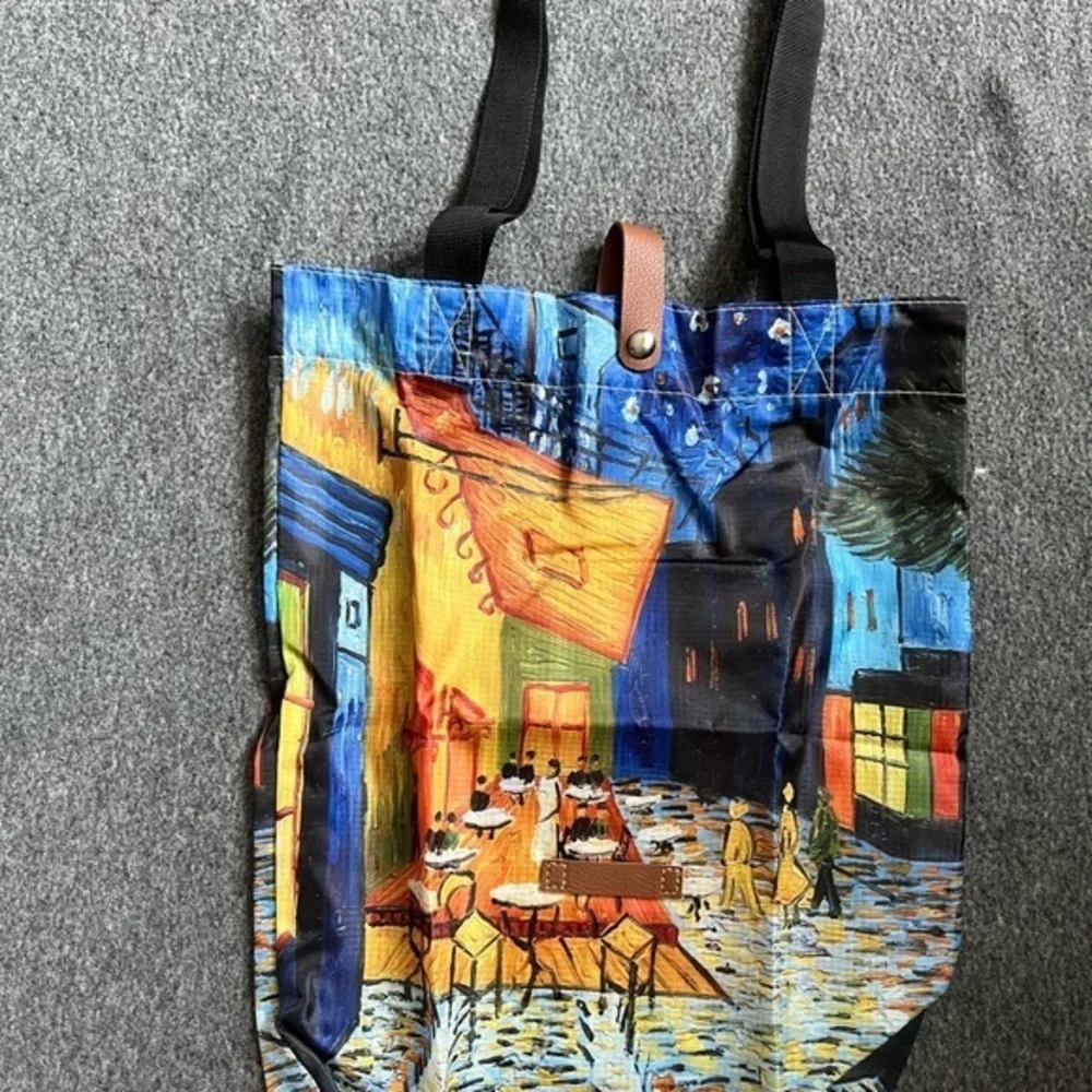 Polyester Oil Painting Van Gogh Tote Bags Reusable Bag Café Terrace at Night new